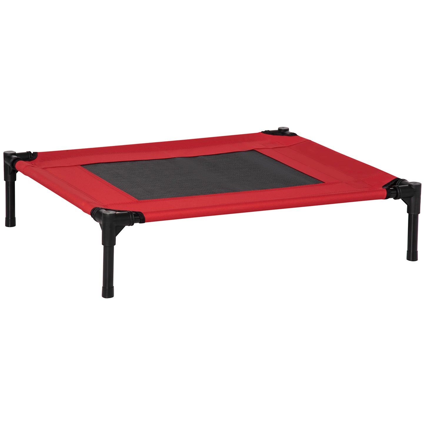 PawHut Cama para Animais de Estimação Cama Elevada para Cães Gatos Portátil Tecido Transpirável para Exterior Interior 76x61x18cm Vermelho