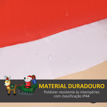 HOMCOM Decoração Insuflável de Natal Pai Natal com Trenó e 2 Renas Decoração de Natal com 4 Luzes LED para Jardim Pátio 210x70x125 cm Multicor