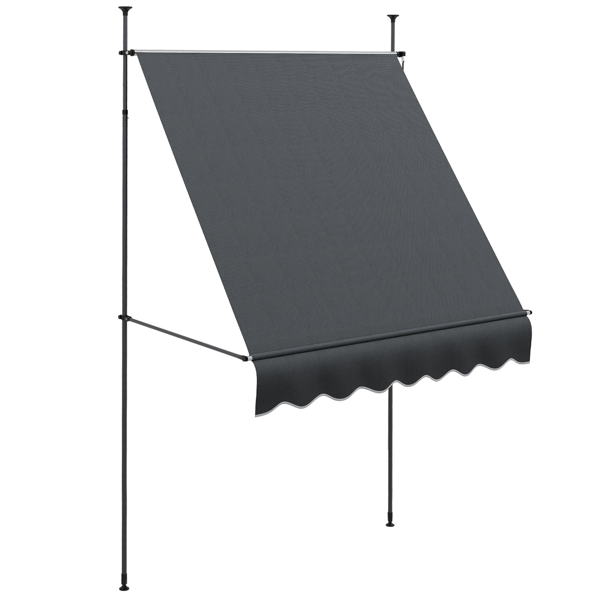 Outsunny Toldo Manual Retrátil com Manivela 200x120x210-300 cm Toldo para Varanda com Altura Ajustável Impermeável e Anti-UV para Jardim Terraço Cinza Escuro