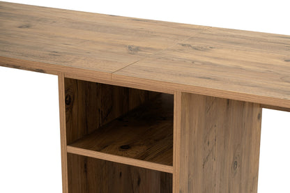 Secretária Dupla "Twin Study Desk" – Pinho Atlântico e Preto, 240x60x74 cm, Design Moderno