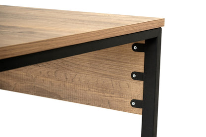 Secretária Dupla "Twin Study Desk" – Pinho Atlântico e Preto, 240x60x74 cm, Design Moderno