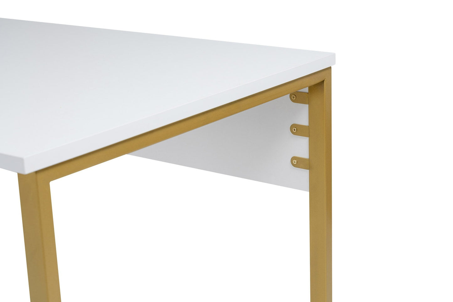 Secretária Dupla "Twin Study Desk" – Branco e Dourado, 240x60x74 cm, Design Moderno