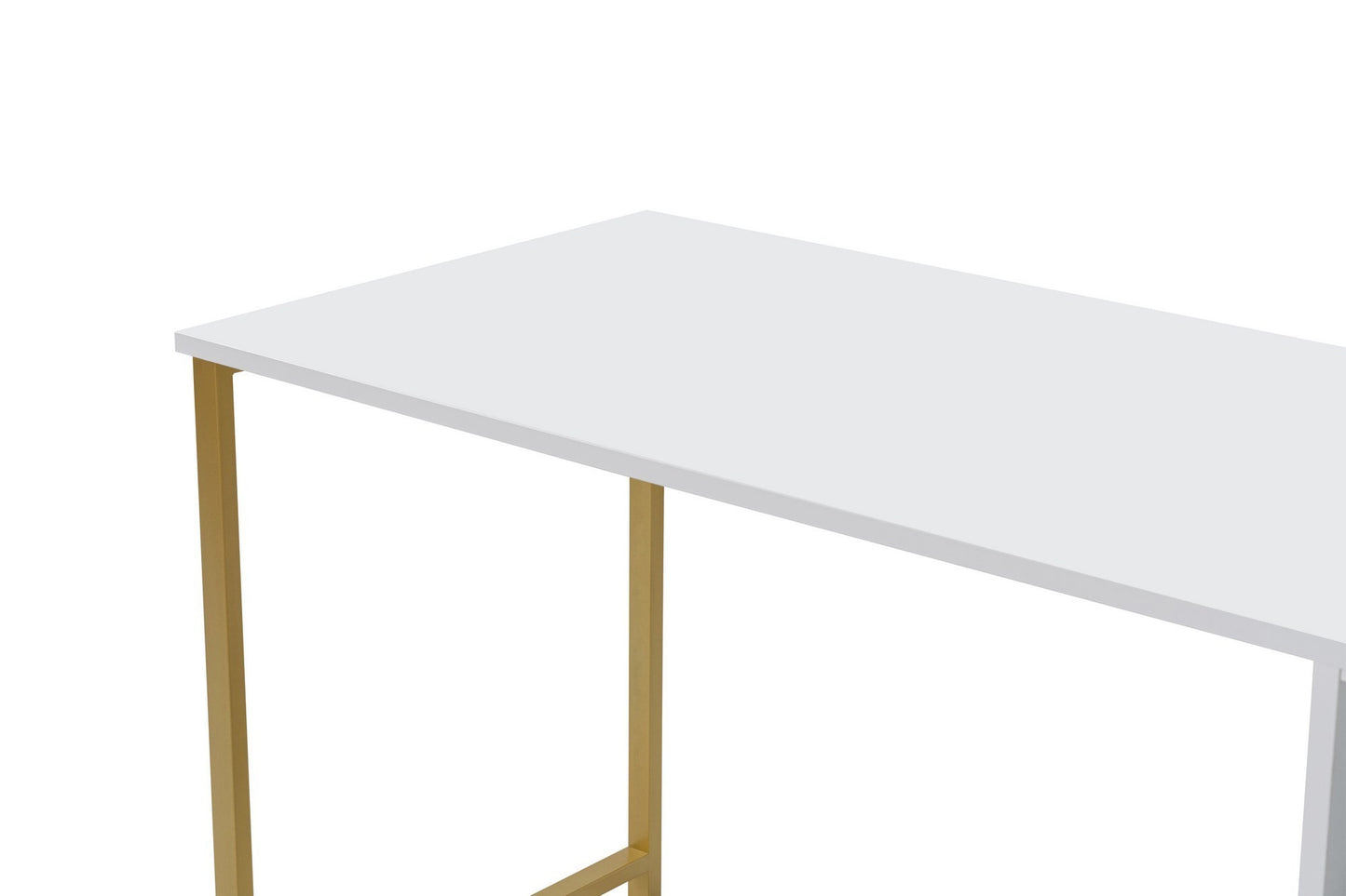 Secretária Dupla "Twin Study Desk" – Branco e Dourado, 240x60x74 cm, Design Moderno