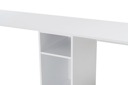 Secretária Dupla "Twin Study Desk" – Branco e Dourado, 240x60x74 cm, Design Moderno