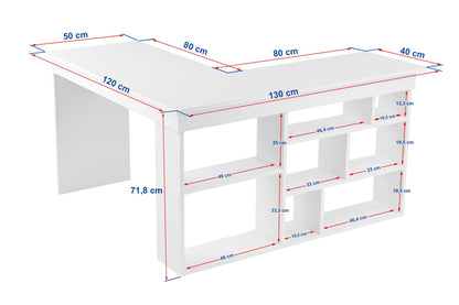 Secretária "Vesper" – Branco e Pinho Atlântico, 130x50x72 cm, Design Moderno