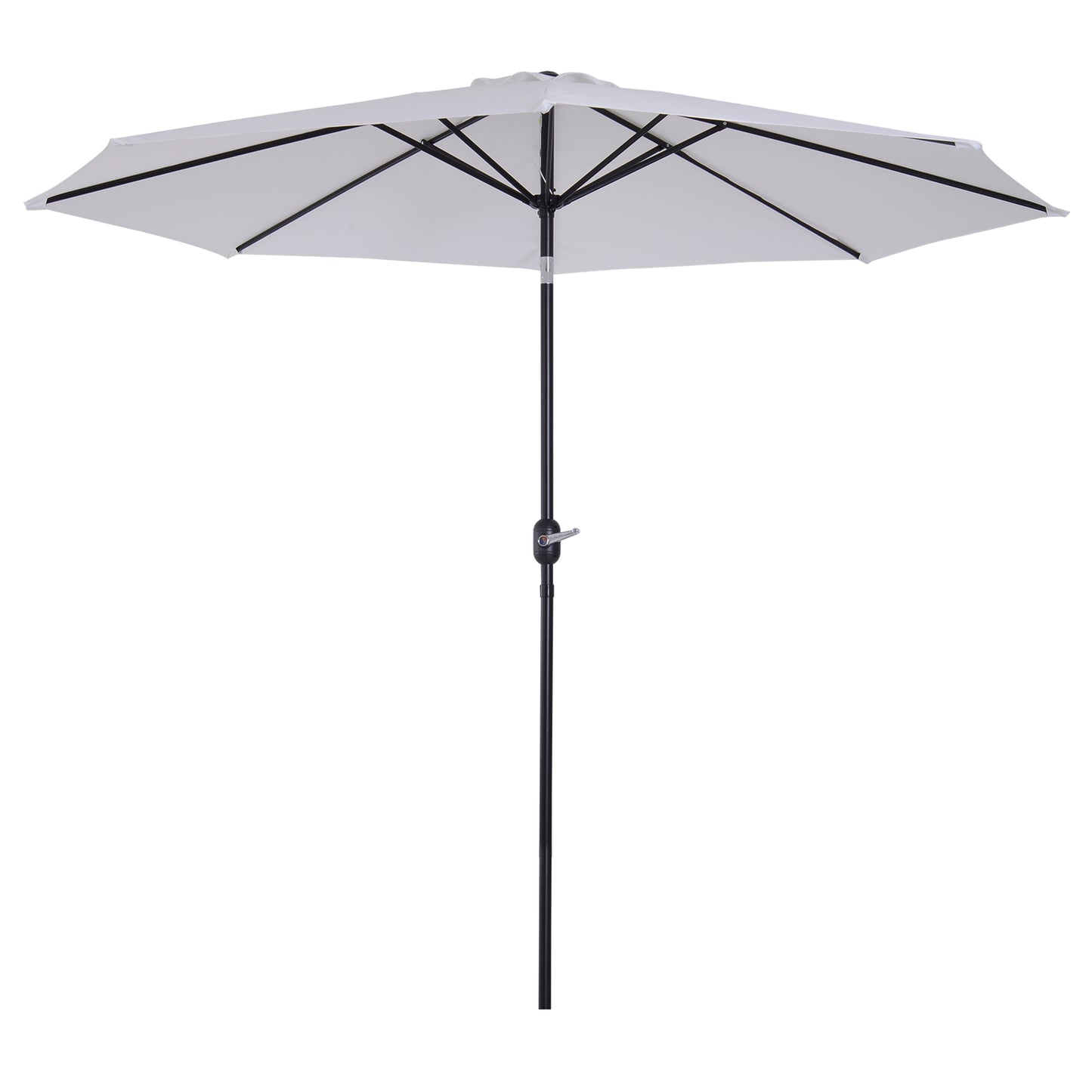 Outsunny Chapéu de Sol de Jardim Ø295x250cm com Manivela Chapéu de Sol Exterior com Mecanismo de Inclinação e Mastro Desmontável de Metal para Terraço Piscina Pátio Branco