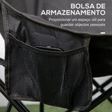 Outsunny Cadeira de Campismo Dobrável Cadeira de Pesca Portátil com Bolsa de Transporte e Estrutura de Aço Capacidade 110 kg para Pátio Piquenique 61x54x66 cm Preto