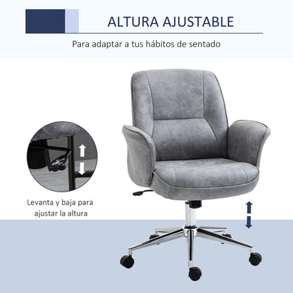 Vinsetto Cadeira de Escritório Ergonômica Cadeira de Escritório Giratória com Altura Ajustável Apoio para os Braços e Encosto Acolchoado 67x69x92-102cm Cinza