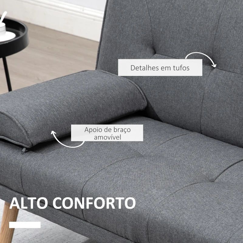 Sofá Cama Moothy com Porta-Copos - Cinzento - Design Moderno