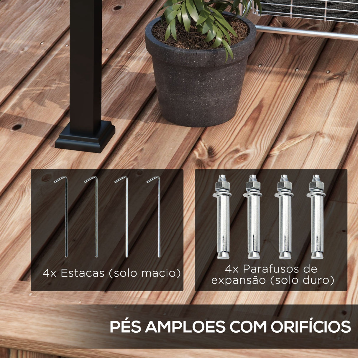 Pérgola de Parede em Aço com Teto Retrátil 297x211x220 cm – Estrutura Resistente para Jardim e Pátio