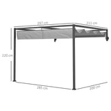 Pérgola de Parede em Aço com Teto Retrátil 297x211x220 cm – Estrutura Resistente para Jardim e Pátio