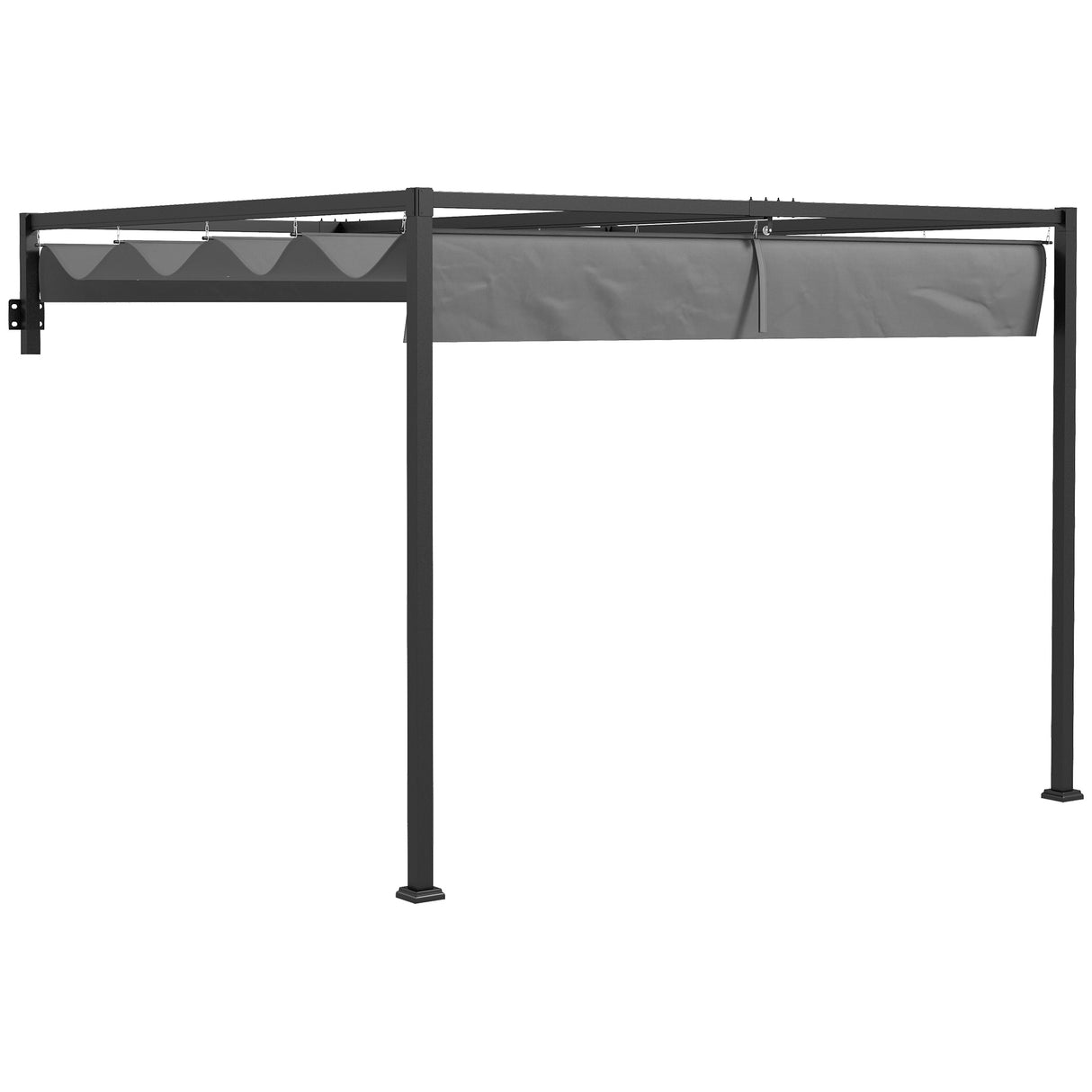 Pérgola de Parede em Aço com Teto Retrátil 297x211x220 cm – Estrutura Resistente para Jardim e Pátio