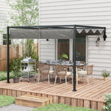 Pérgola de Parede em Aço com Teto Retrátil 297x211x220 cm – Estrutura Resistente para Jardim e Pátio