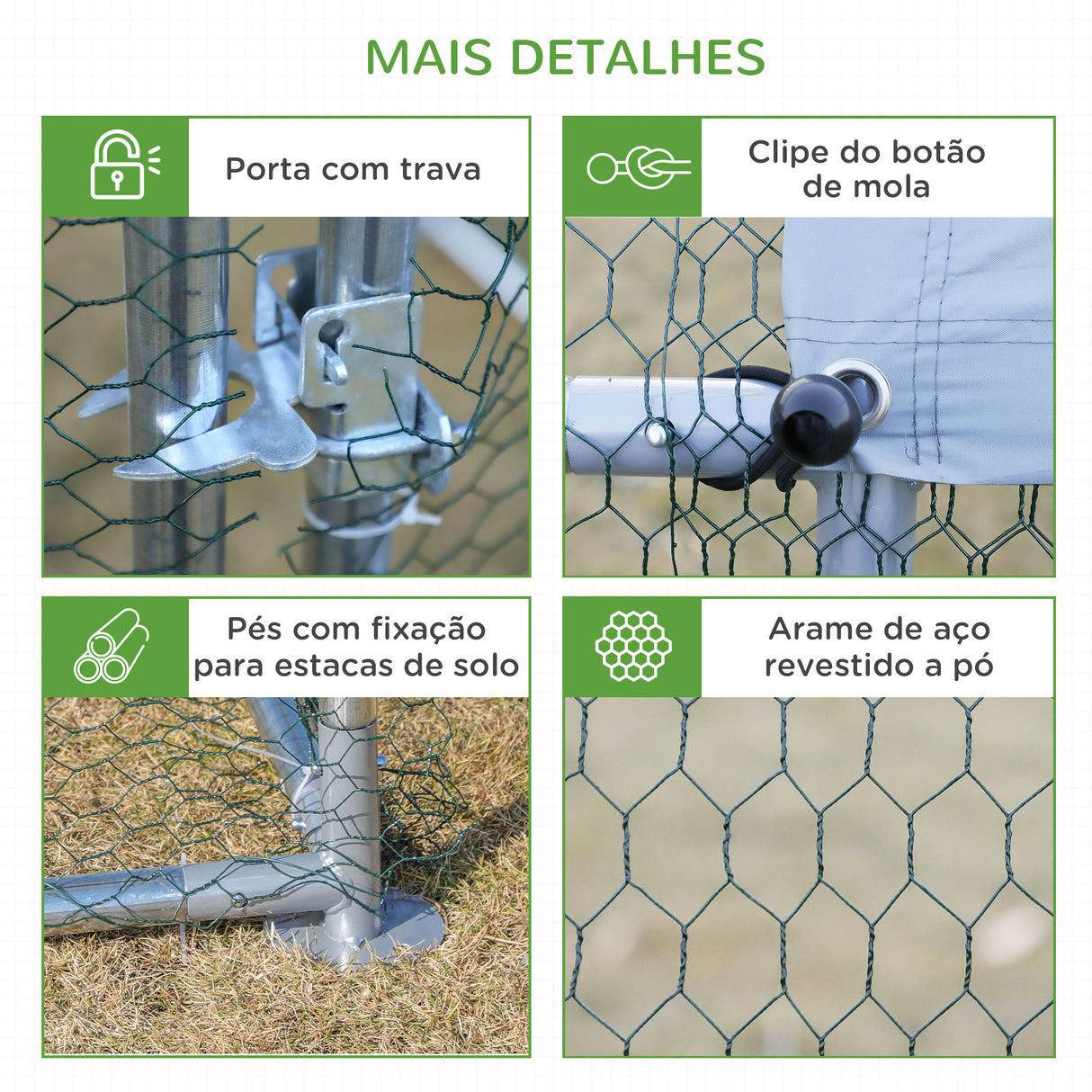 PawHut Galinheiro de Exterior Grande de Metal Galvanizado 3x4x1,95 m Gaiola para Galinhas Coelhos com Porta e Cobertura de Tecido de Oxford Resistente aos Raios UV Prata