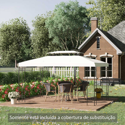 Outsunny Toldo de Substituição 4x3m para Pérgola de Jardim Cobertura de Substituição para Pérgola de 2 Níveis Respirável com 8 Orifícios de Drenagem para Pátio Exterior Bege