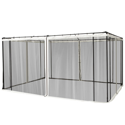 Outsunny 4 Painéis Laterais 352x207 cm para Tenda de Jardim Mosquiteira para Gazebo Gazebo com Zíperes e Anéis Preto