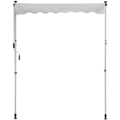 Outsunny Toldo Manual Retrátil 200x150 cm com Manivela de Alumínio Ângulo Ajustável Proteção Solar para Varanda Jardim Pátio Branco