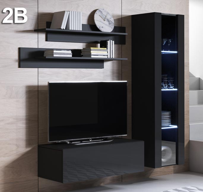 Conjunto de muebles Leiko 2B negro (1,6m)