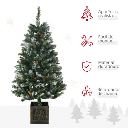 HOMCOM Árvore de Natal Artificial Altura 120 cm Árvore de Natal Nevada com 328 Ramos e Suporte Metálico Decoração de Natal para Interior Verde