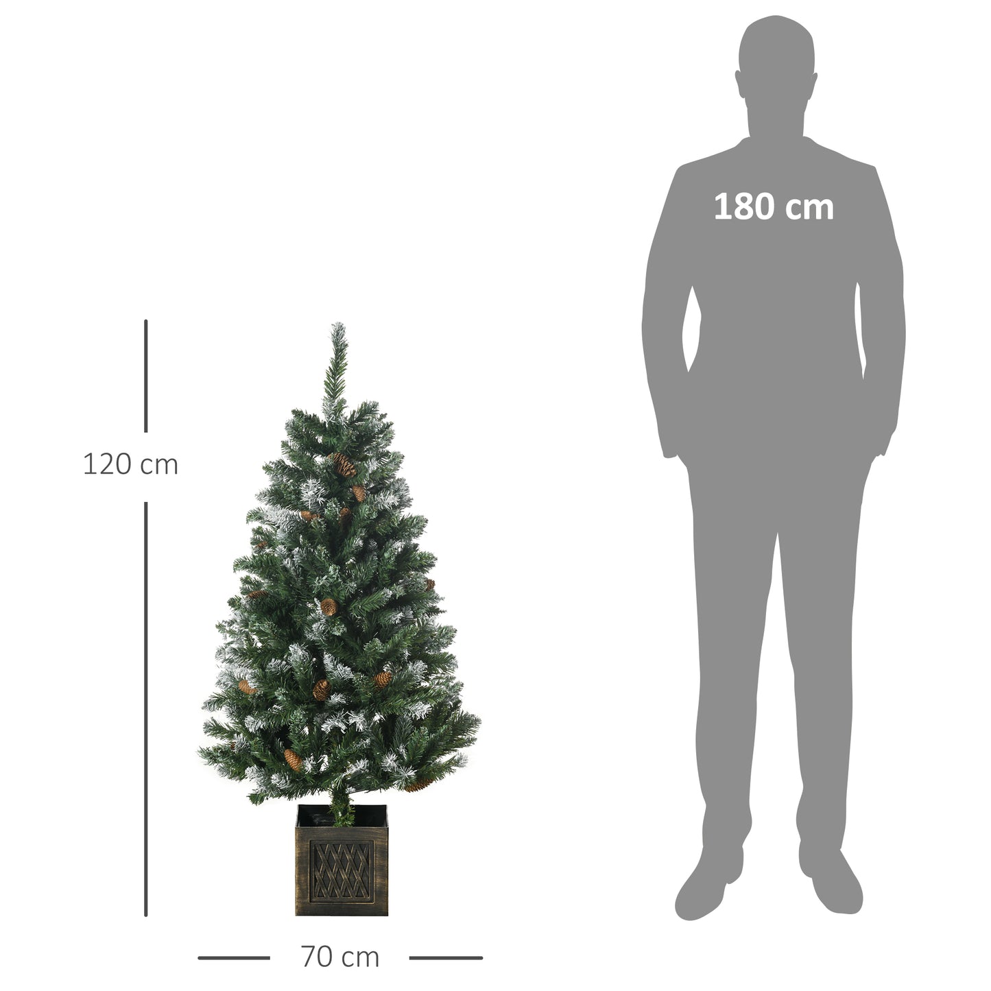 HOMCOM Árvore de Natal Artificial Altura 120 cm Árvore de Natal Nevada com 328 Ramos e Suporte Metálico Decoração de Natal para Interior Verde