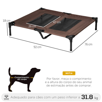 PawHut Cama Elevada para Cães Cama de Animais de Estimação com Malha Transpirável e Tecido Oxford para Exterior Interior Ar Livre Jardim Terraço 91,5x76,2x18cm Marrom