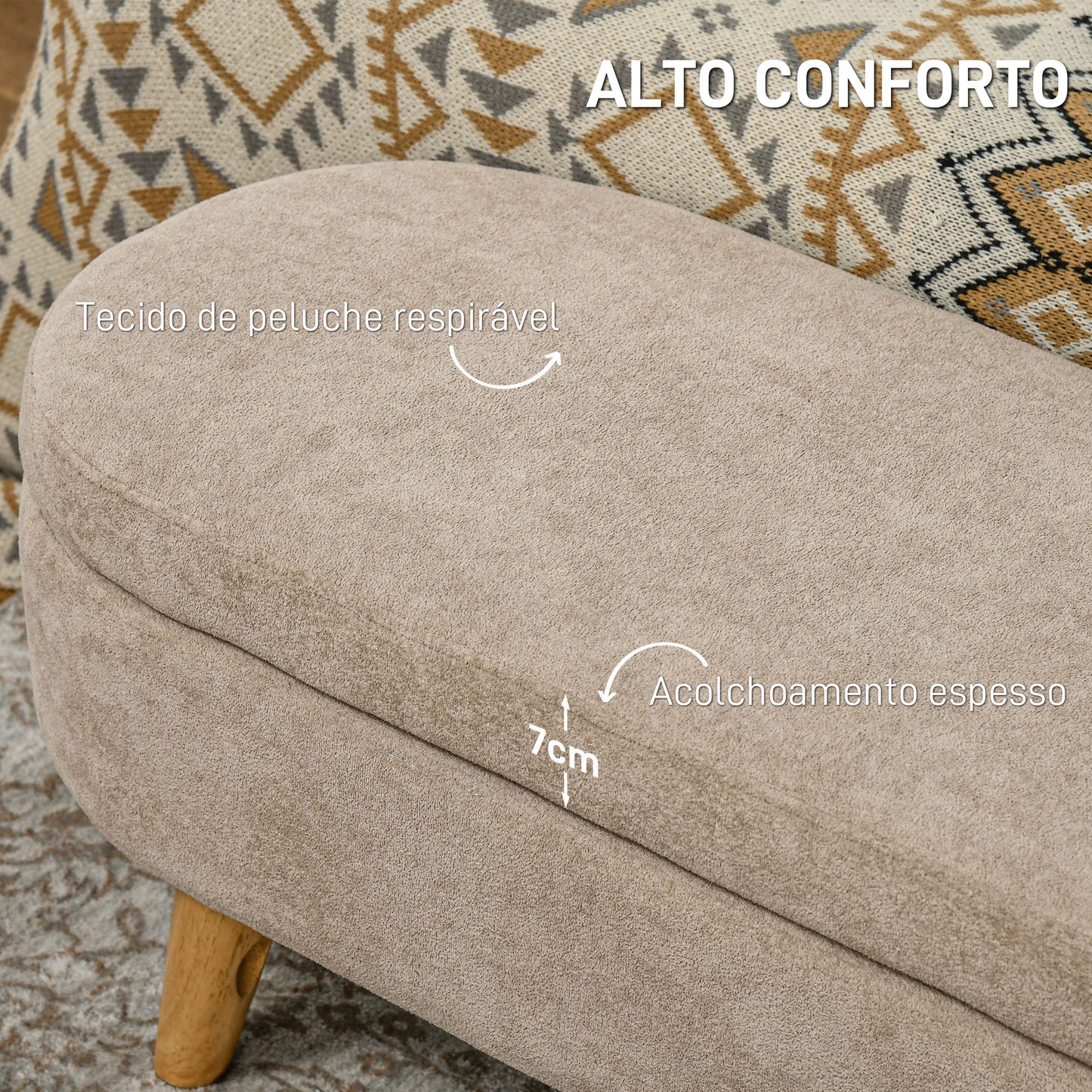 HOMCOM Banco para Pé de Cama Banco de Armazenamento com Pés de Madeira e Assento Acolchoado Carga 120 kg Puff de Armazenamento para Dormitório Entrada Corredor 110x40x43 cm Bege