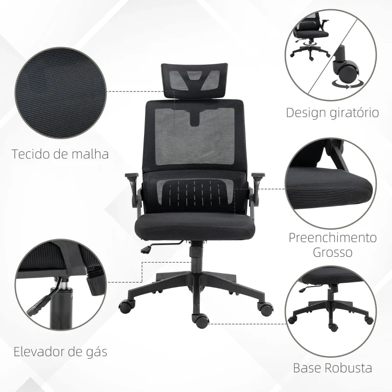 Cadeira de Escritório Hercula Ergonómica com Altura e Apoio de Cabeça Ajustáveis - Design Moderno