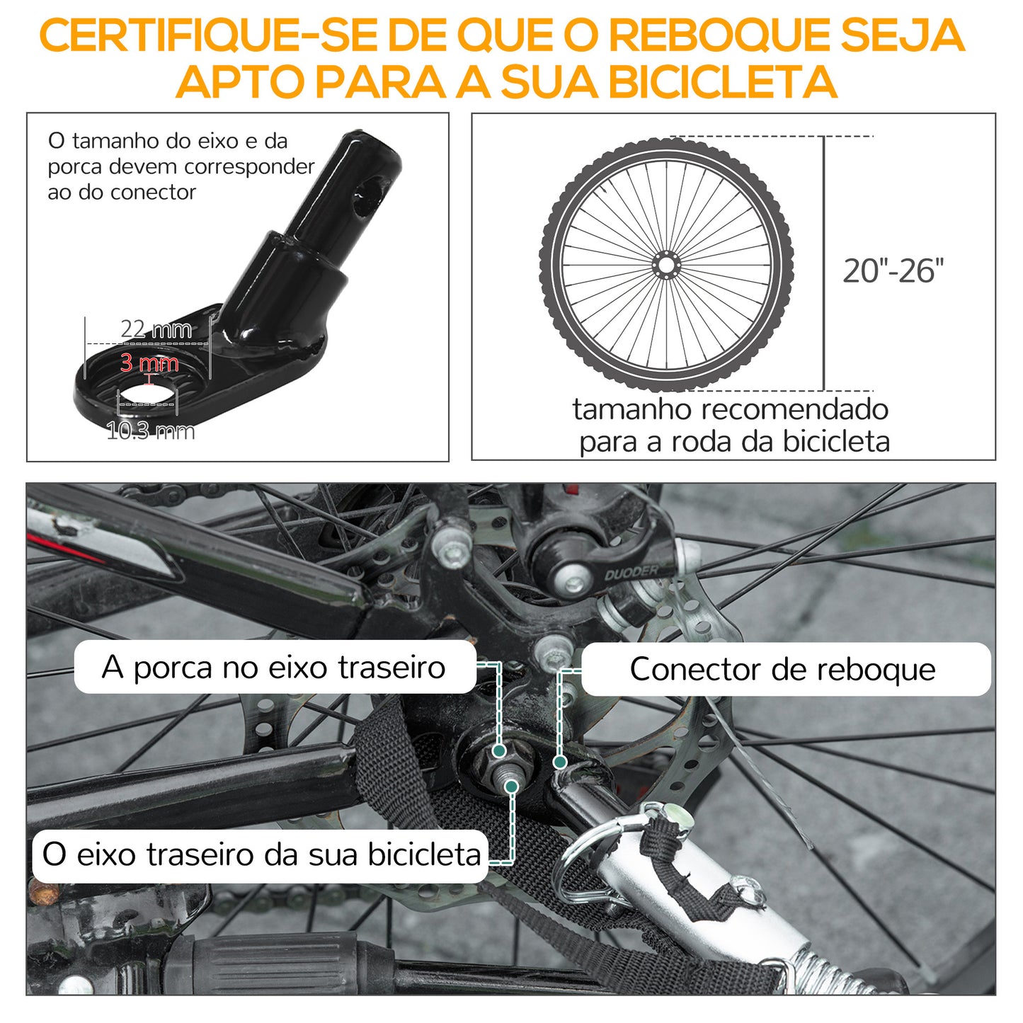 PawHut Reboque Trailer de bicicleta para carga de 450 kg Carregamento de Bagagem Armação de aço Leve com refletores