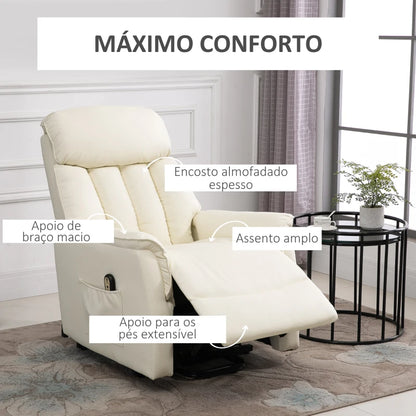 Poltrona Relax Elevatória com Reclinação Sawer - Bege - Design Moderno