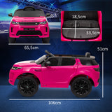 AIYAPLAY Carro Elétrico para Crianças acima de 3 Anos com Licença Land Rover Discovery Sport Carro Elétrico Infantil com Bateria 12V Controlo Remoto Faróis Buzina e Música 106x65,5x51 cm Rosa