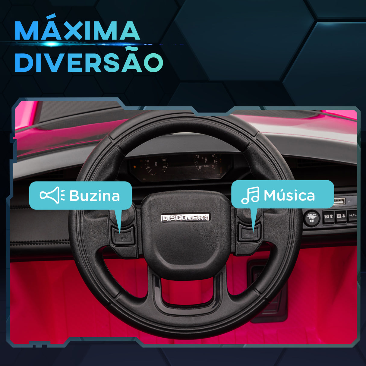 AIYAPLAY Carro Elétrico para Crianças acima de 3 Anos com Licença Land Rover Discovery Sport Carro Elétrico Infantil com Bateria 12V Controlo Remoto Faróis Buzina e Música 106x65,5x51 cm Rosa