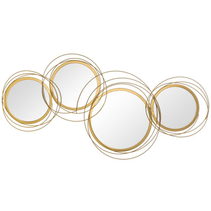 Conjunto de 4 Espelhos de Parede Belle com efeito 3D Dourado - Design Moderno