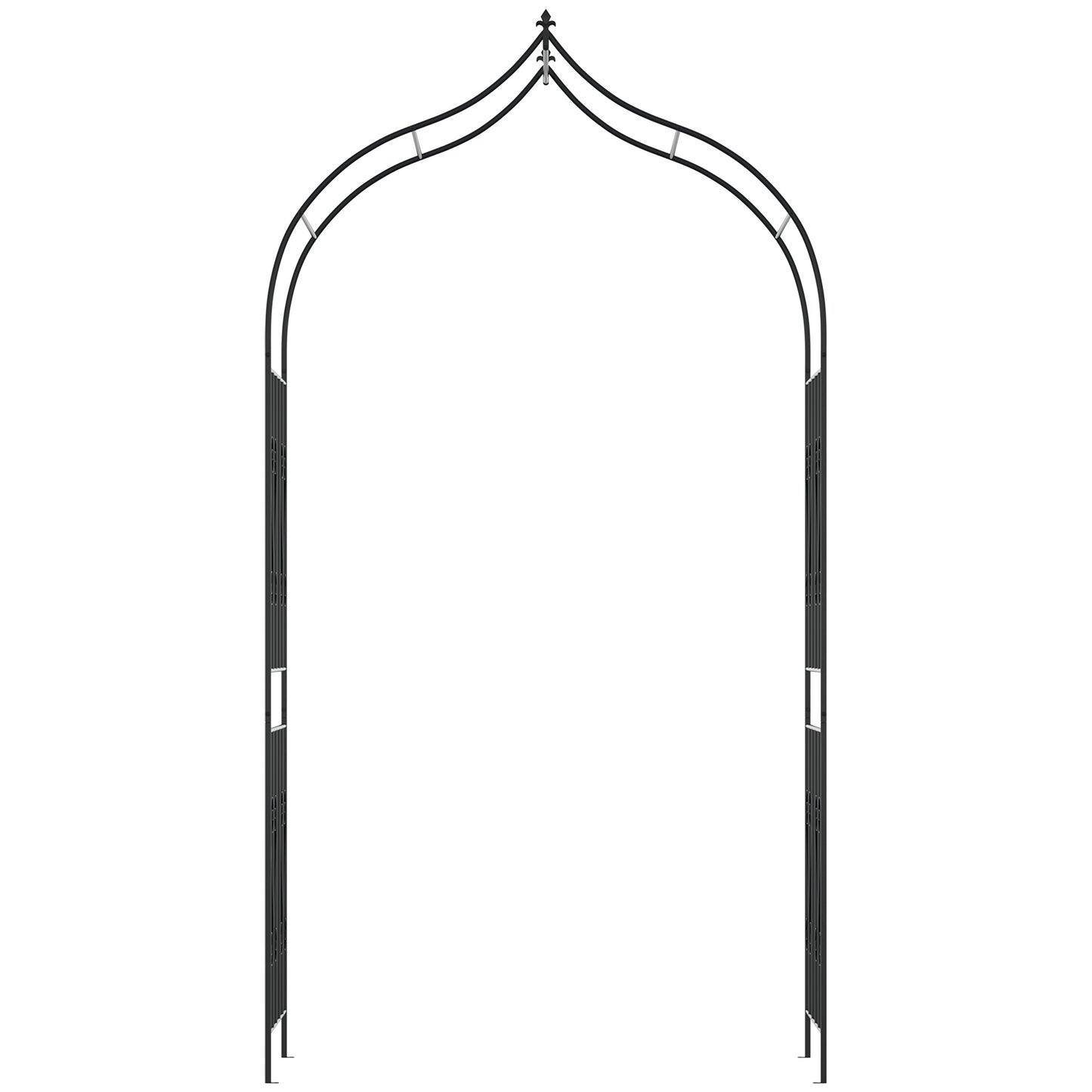 Outsunny Arco de Jardim de Metal Arco de Jardim para Plantas Trepadeiras Exterior Pátio 140x60x265 cm Preto