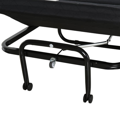 HOMCOM Cama Dobrável 184x65 cm Cama Dobrável Ajustável em 5 Níveis Rodas Universáis e Estrutura de Metal Carga Máxima 120 kg Preto