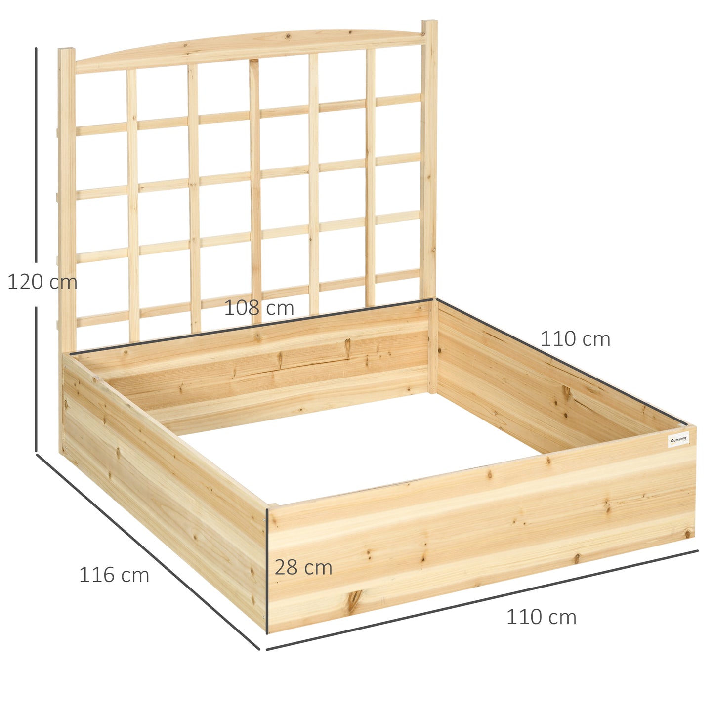 Outsunny Floreira de Madeira com Treliça Floreira de Jardim Horta Vertical para Cultivos de Verduras Flores Plantas 110x116x120 cm Madeira