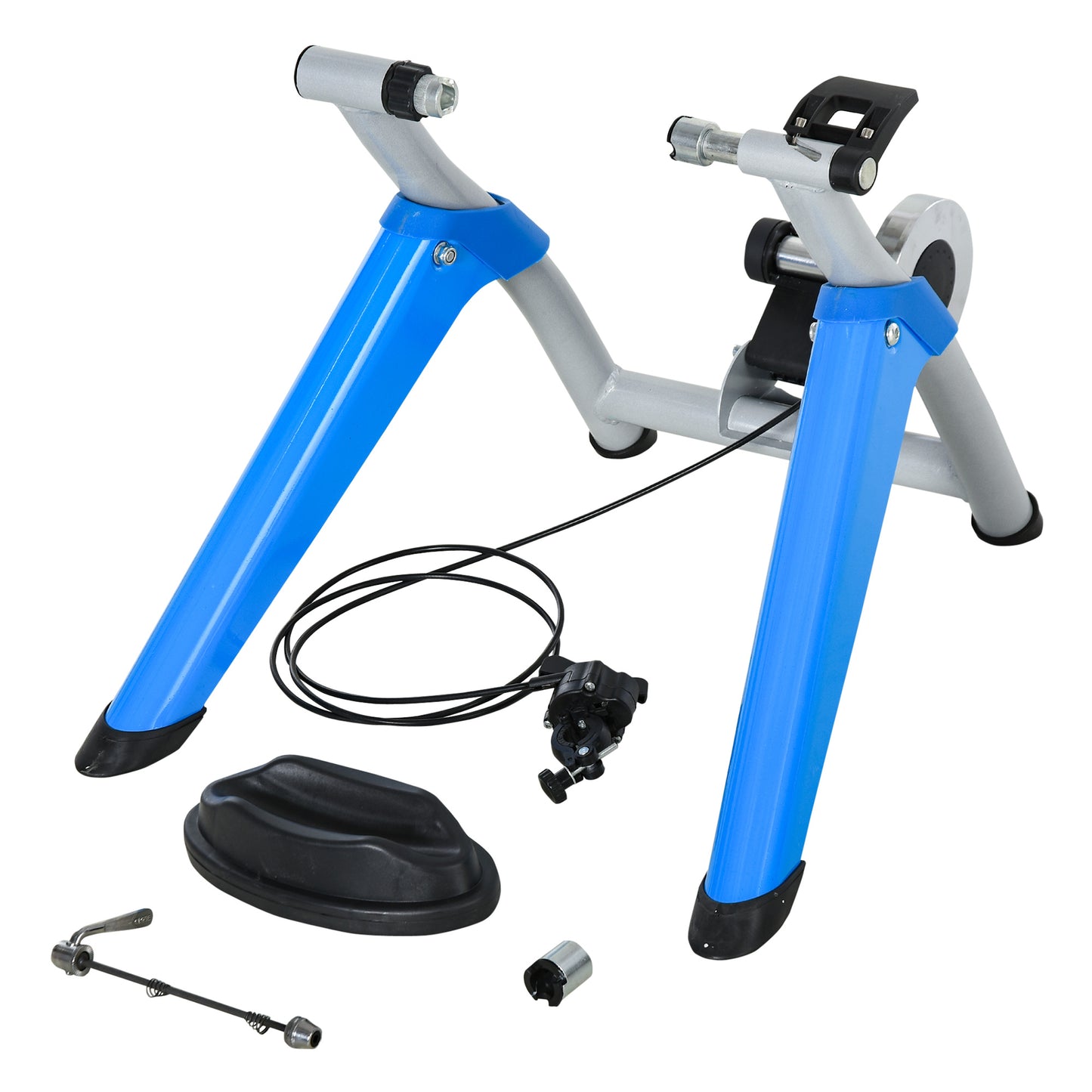 HOMCOM Rolo de bicicleta dobrável portátil com resistência magnética ajustável de 8 níveis para rodas 650C e 700C 77x56x47,5 cm Azul