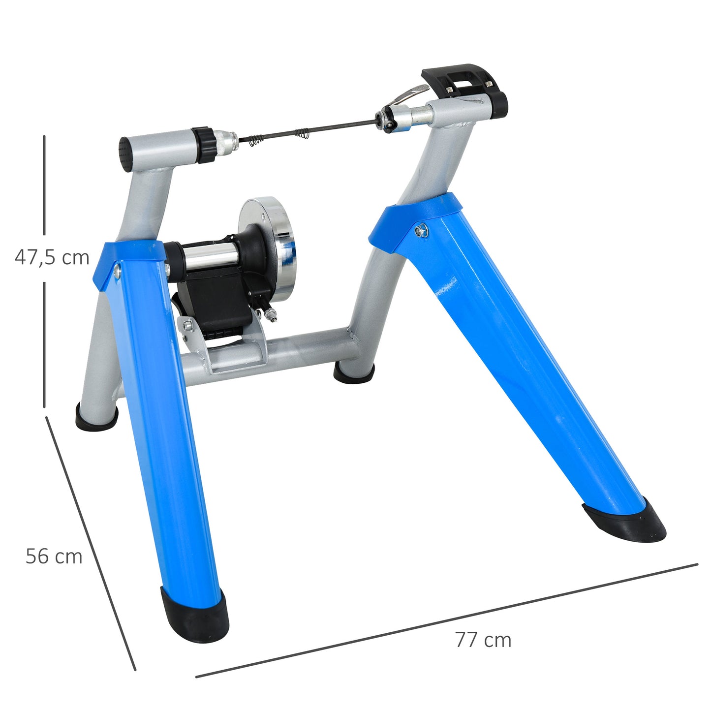 HOMCOM Rolo de bicicleta dobrável portátil com resistência magnética ajustável de 8 níveis para rodas 650C e 700C 77x56x47,5 cm Azul