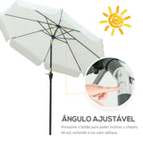 Outsunny Chapéu de Sol de Jardim Ø266x250 cm Proteção UV50+ Chapéu de Sol de Alumínio Inclinável com Teto de Ventilação Manivela para Terraço Varanda Exterior Bege