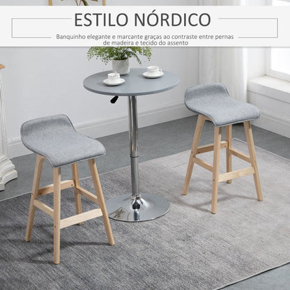 Conjunto de 2 Bancos de Bar Wood - Design Nórdico