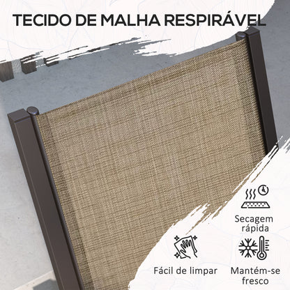 Outsunny Conjunto de Refeição de Exterior de 7 Peças Conjunto de Mesa e 6 Cadeiras de Jardim com Cadeiras Empilháveis e Estrutura de Aço para Terraço Pátio Cáqui