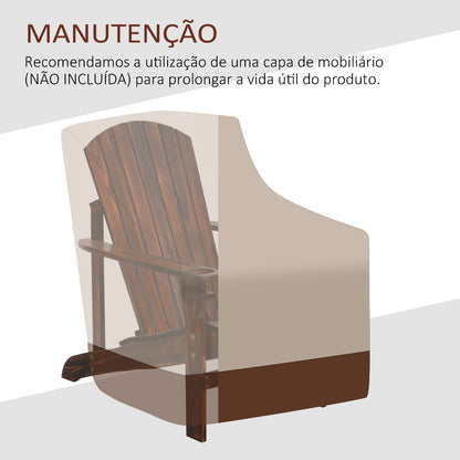 Outsunny Cadeira Adirondack de Madeira Cadeira de Jardim com Apoio para os Braços Encosto Alto para Terraço Balcão Exterior 72,5x97x96cm Marrom