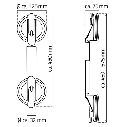 RIDDER Suporte de apoio telescópico por sucção 12 cm 100 kg A0150301