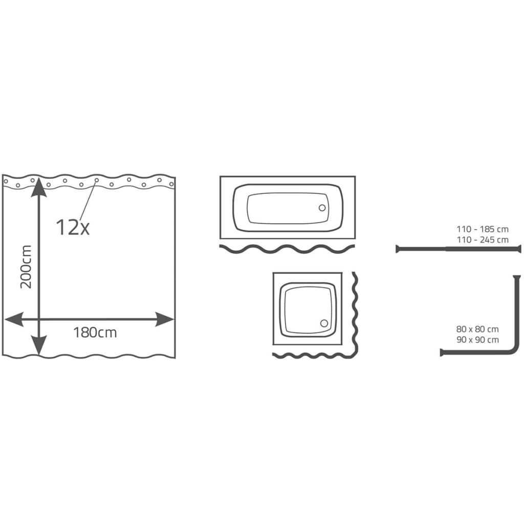 RIDDER Cortina de duche Bambus 180x200 cm