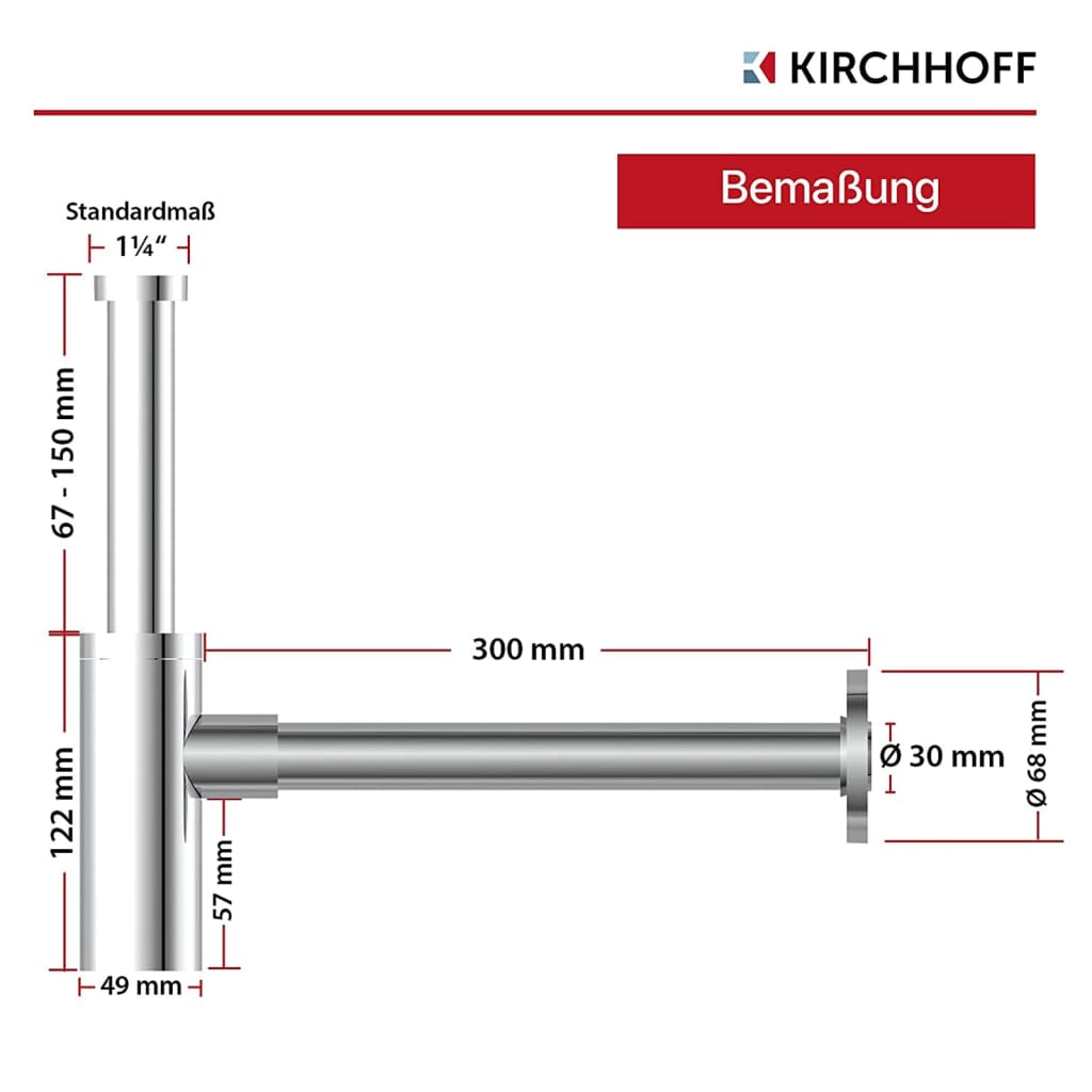 SCHÜTTE Sifão estilo garrafa para lavatório cromado