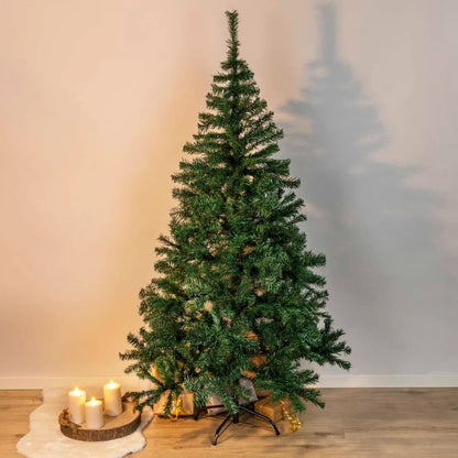 HI Árvore de natal com suporte de metal 180 cm verde