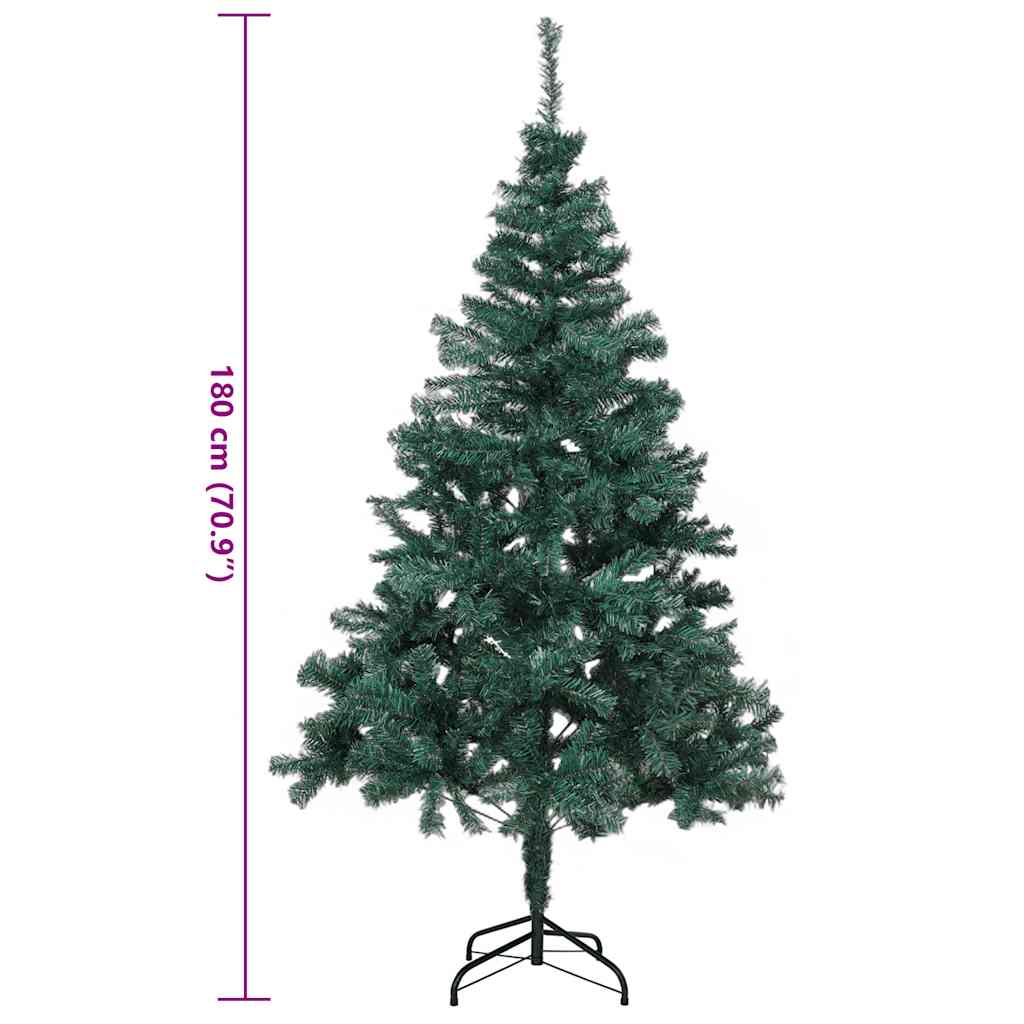 HI Árvore de natal com suporte de metal 180 cm verde