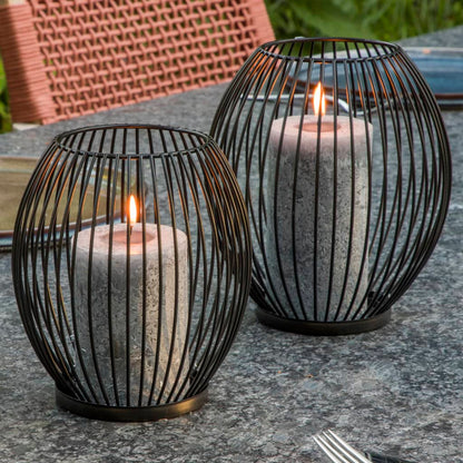 HI Conjunto de porta-velas 2 pcs preto