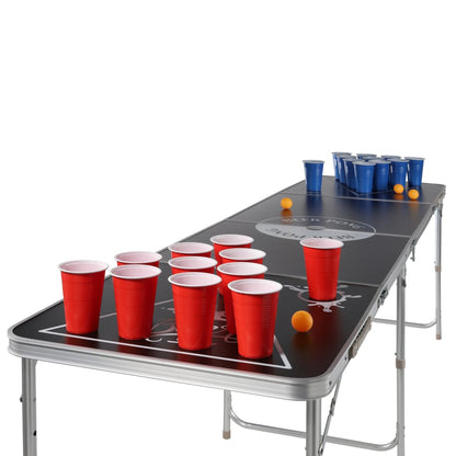 HI Mesa dobrável ajustável em altura para beer pong preto