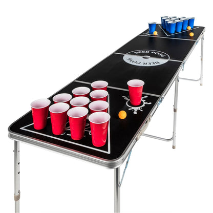 HI Mesa dobrável ajustável em altura para beer pong preto