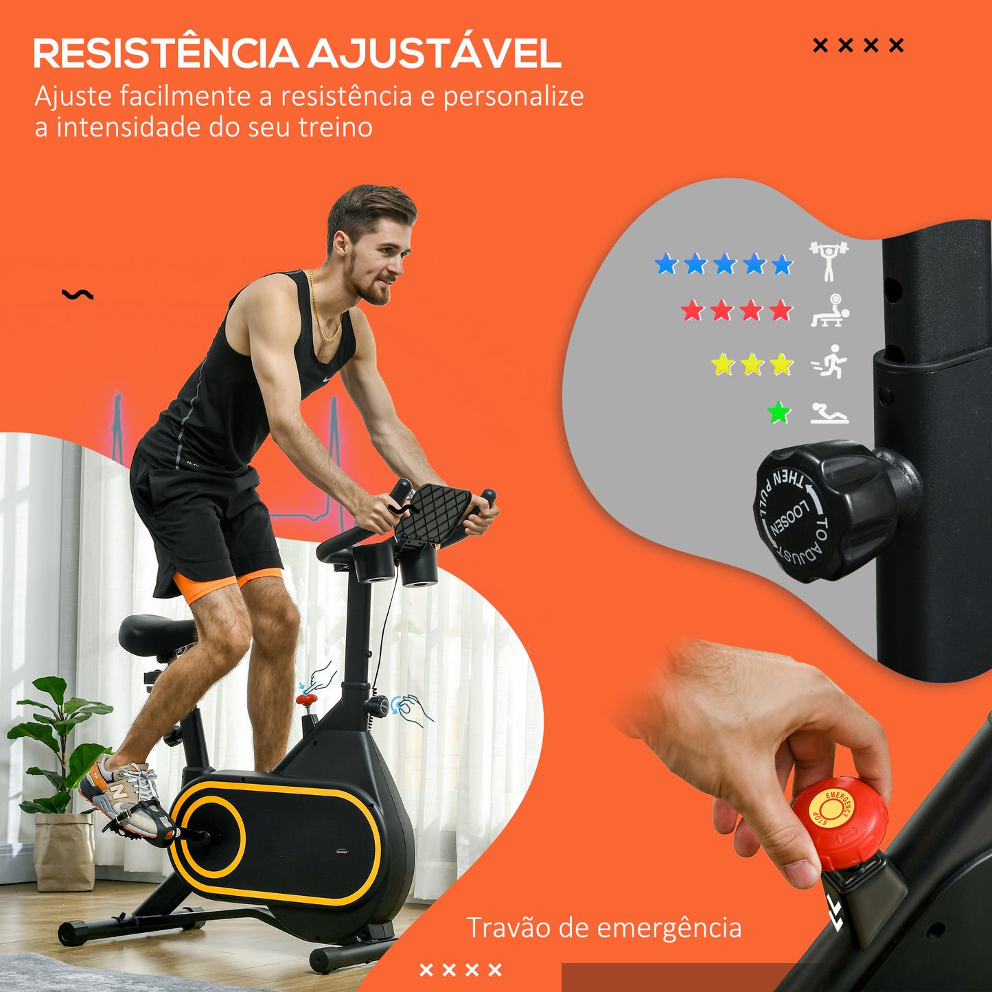 SPORTNOW Bicicleta Estática com Ecrã LCD Assento e Guiador Ajustáveis Volante 4 kg e Porta Garrafa 93x48,5x102-112 cm Preto